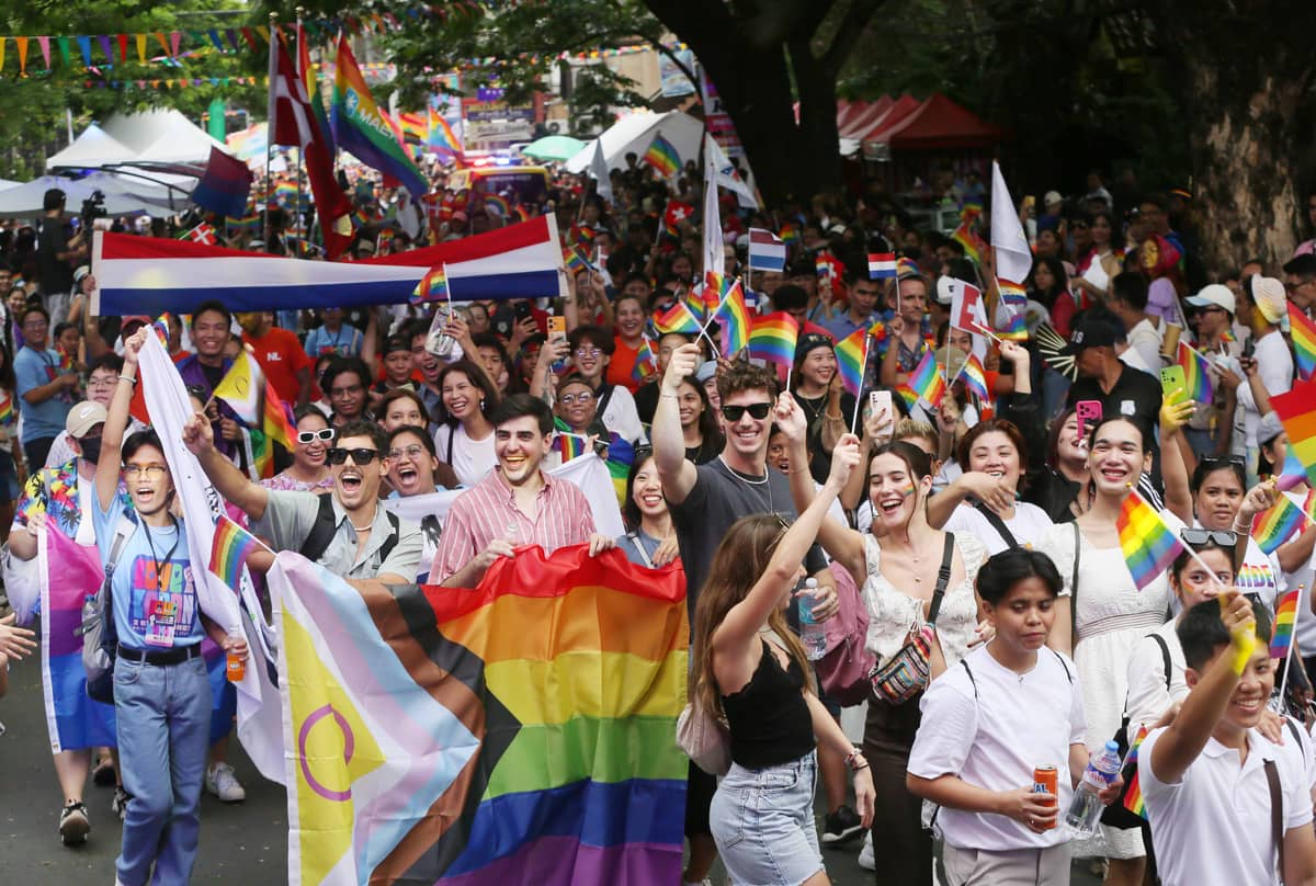(June 22 2024)………On Saturday, June 22, 2024, Quezon City Mayor Joy Belmonte with ambassador from Different country, and Thousands of LGBTQIA+ members join the Love Laban Pride March 2024 held in Quezon City  the "Love Laban 2 Everyone!" Pride PH Festival 2024. which will honor members of the LGBTQ+ community and call for the passage of the SOGIE (sexual orientation, gender identity, and expression) equality bill.………..Photo/Analy Labor